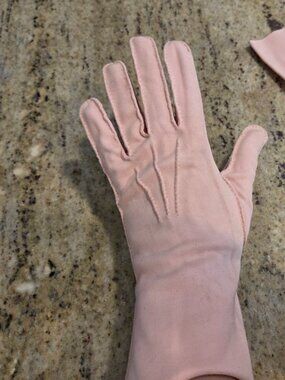 Vintage Womens Size L/XL Pink Cotton Formal 10" Long Gloves